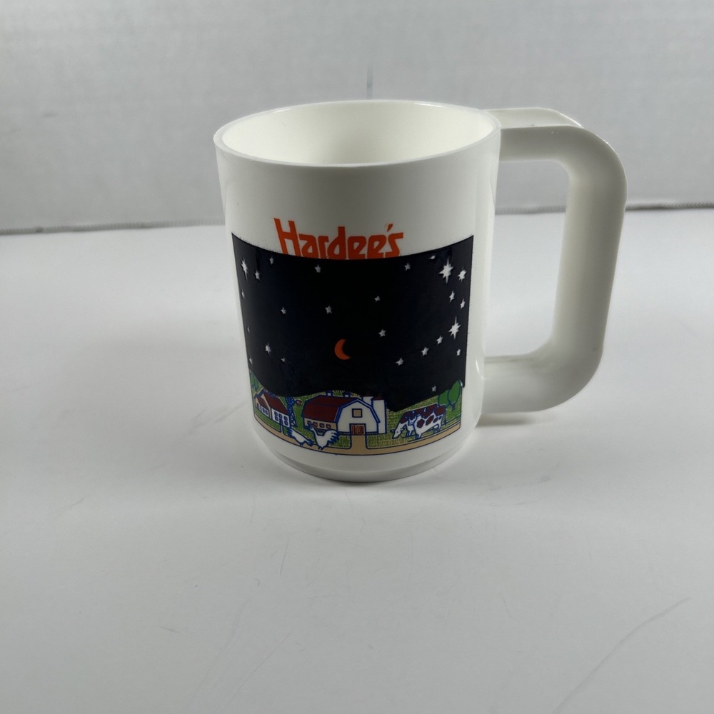Vintage Hardee's Plastic Color Change Mug Cup Farm Scene